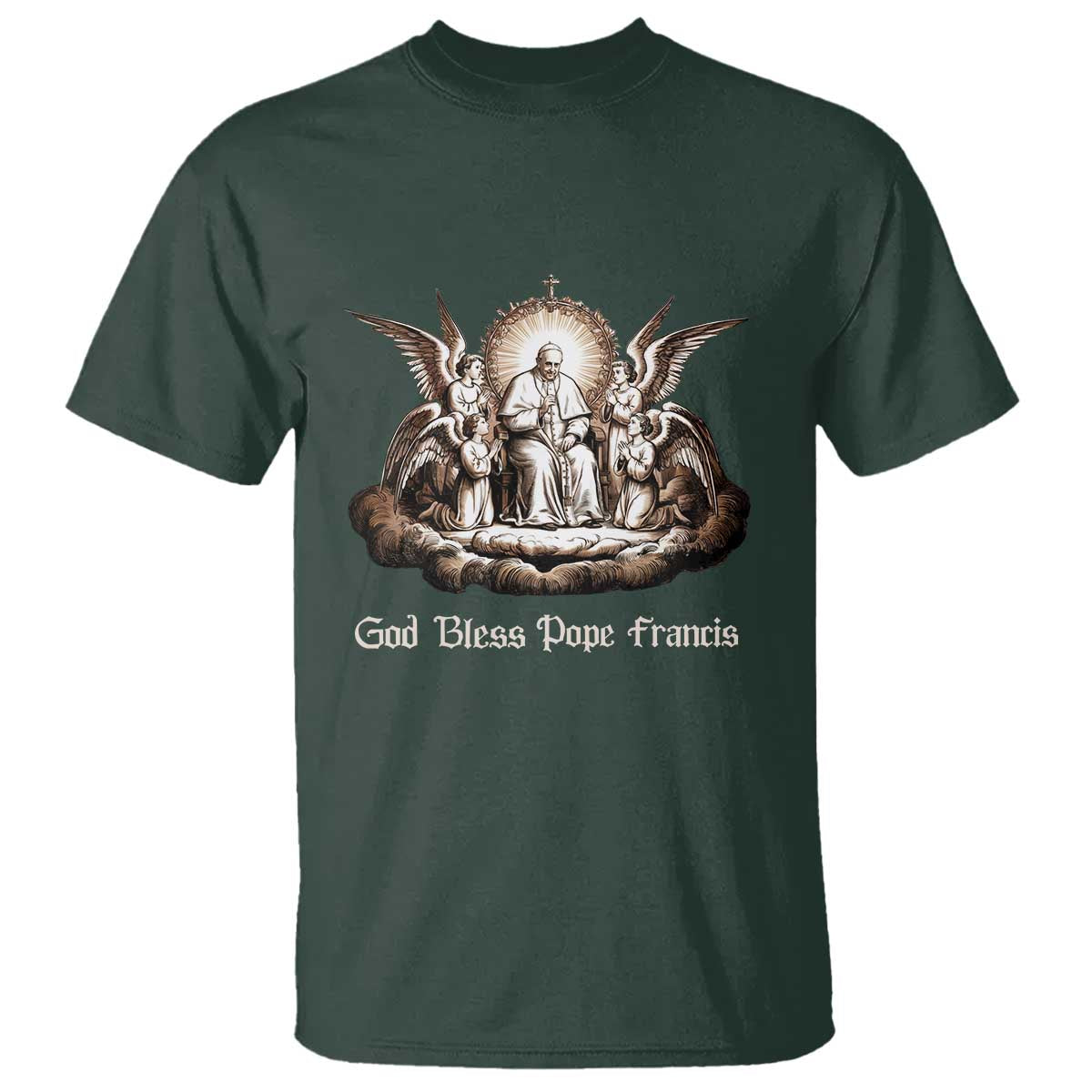 God Bless Pope Francis T Shirt Memorial Angel Catholic Faith & Unity