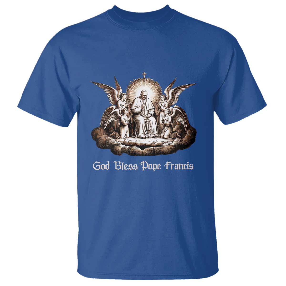 God Bless Pope Francis T Shirt Memorial Angel Catholic Faith & Unity