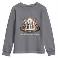 God Bless Pope Francis Youth Sweatshirt Memorial Angel Catholic Faith & Unity