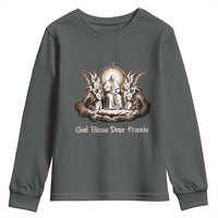 God Bless Pope Francis Youth Sweatshirt Memorial Angel Catholic Faith & Unity