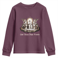 God Bless Pope Francis Youth Sweatshirt Memorial Angel Catholic Faith & Unity