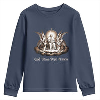 God Bless Pope Francis Youth Sweatshirt Memorial Angel Catholic Faith & Unity