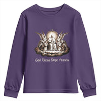 God Bless Pope Francis Youth Sweatshirt Memorial Angel Catholic Faith & Unity