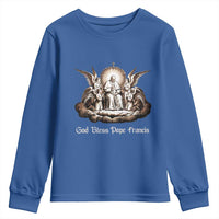 God Bless Pope Francis Youth Sweatshirt Memorial Angel Catholic Faith & Unity