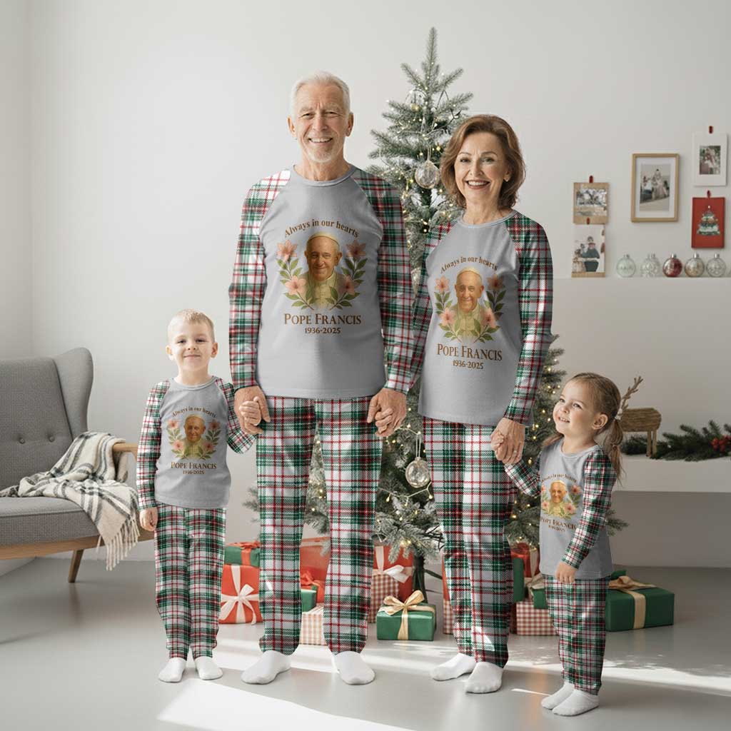 Always in Our Hearts Pope Francis Plaid Pajama Set Viva il Papa 1936-2025 - Wonder Print Shop