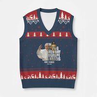In Loving Memory of Pope Francis V-Neck Knit Sweater Vest Viva il Papa 1936-2025 - Wonder Print Shop