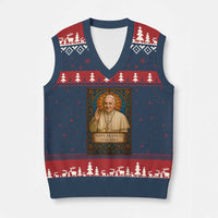Beloved Pope Francis V-Neck Knit Sweater Vest 1936-2025 Memorial - Wonder Print Shop