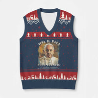 Viva il Papa Pope Francis V-Neck Knit Sweater Vest Papa Memorial Tribute - Wonder Print Shop