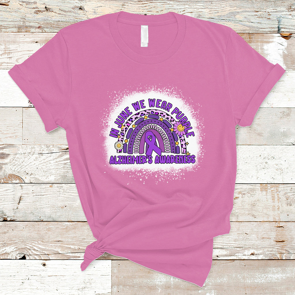 Alzheimer's Awareness T Shirt In June We Wear Purple Alzheimer's Awareness Purple Rainbow - Wonder Print Shop