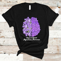 Alzheimer's Awareness T Shirt Support Squad Alzheimer's Warrior Dementia Forget-me-not Purple Ribbon - Wonder Print Shop