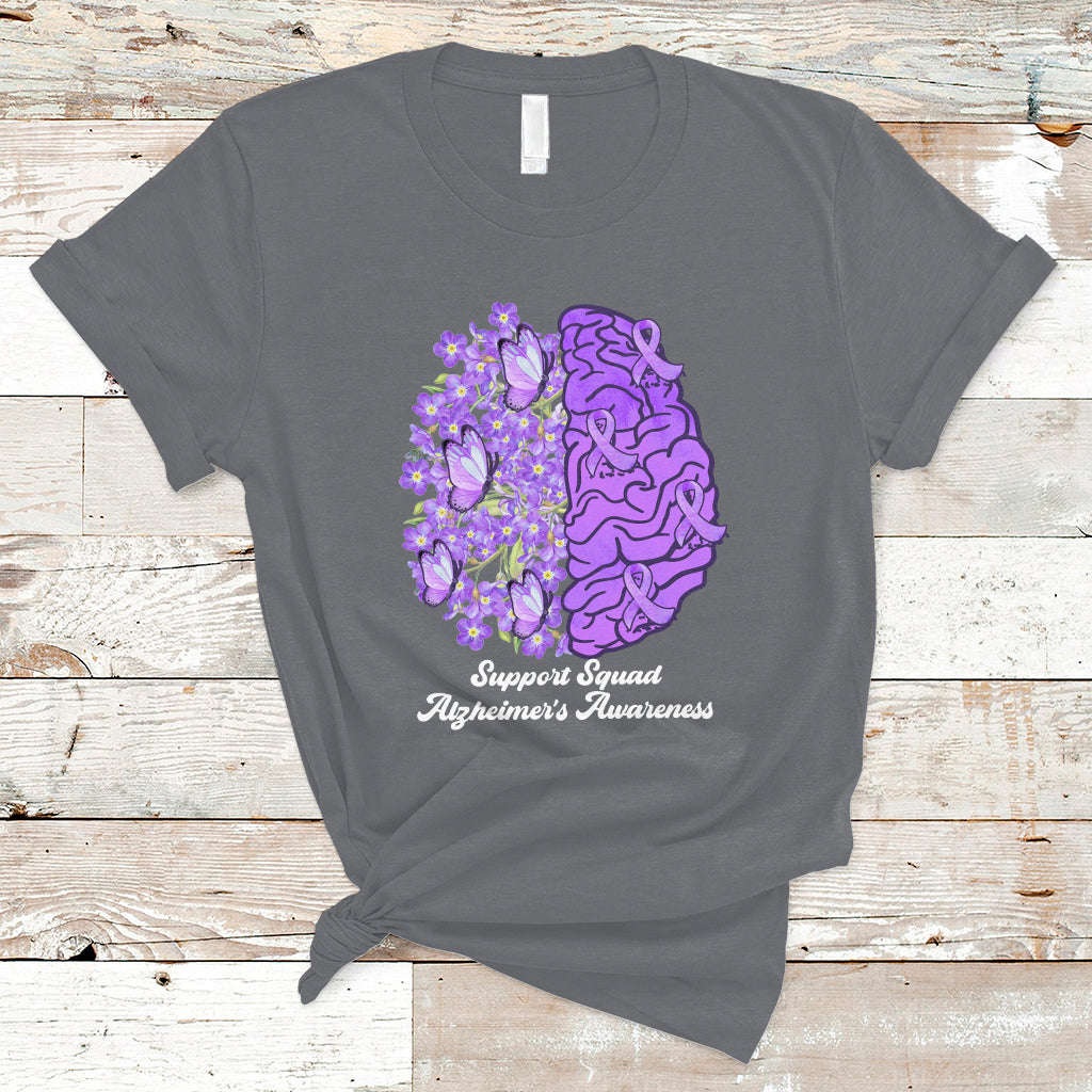 Alzheimer's Awareness T Shirt Support Squad Alzheimer's Warrior Dementia Forget-me-not Purple Ribbon - Wonder Print Shop