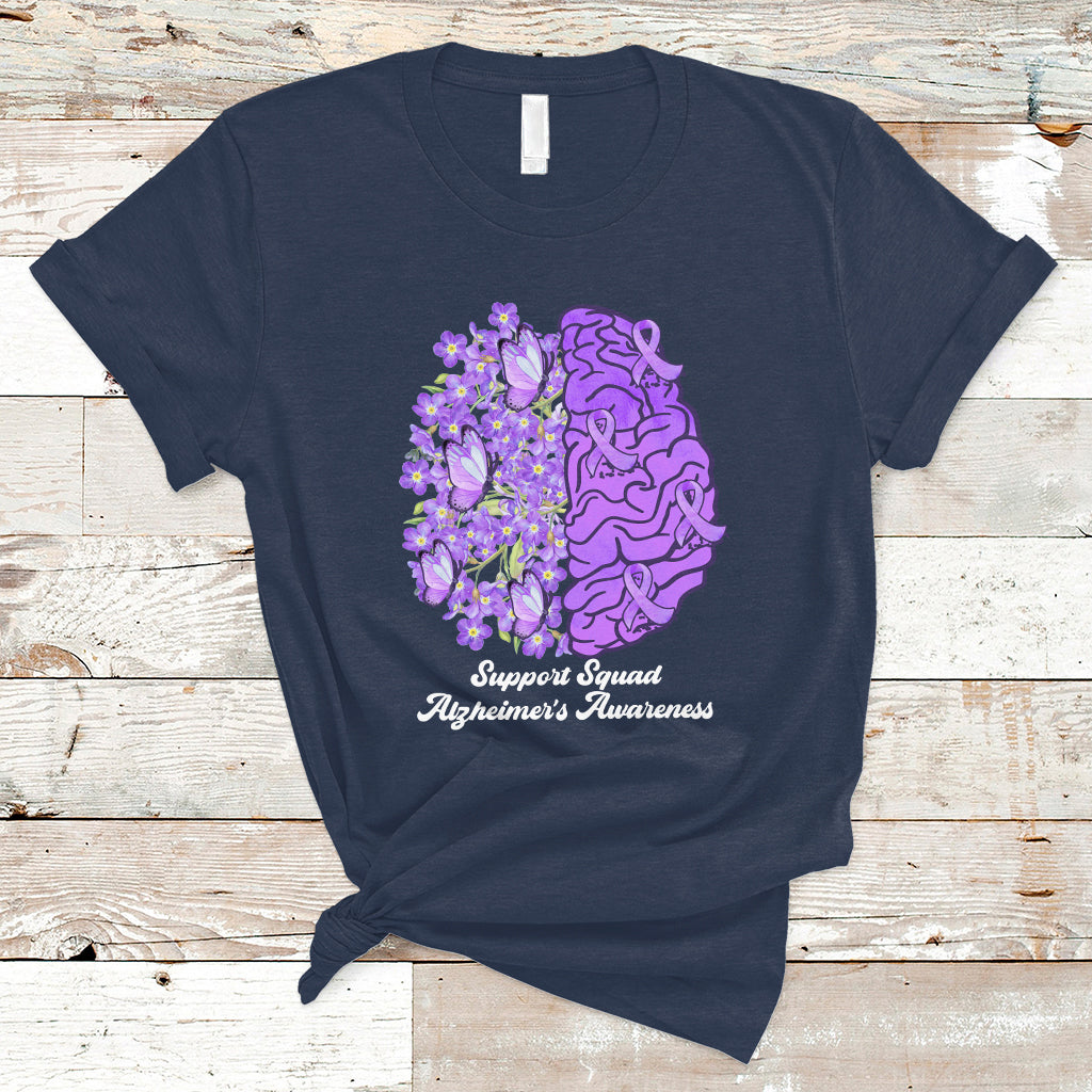 Alzheimer's Awareness T Shirt Support Squad Alzheimer's Warrior Dementia Forget-me-not Purple Ribbon - Wonder Print Shop