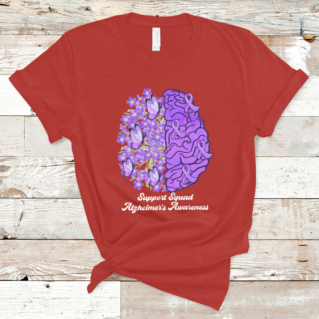 Alzheimer's Awareness T Shirt Support Squad Alzheimer's Warrior Dementia Forget-me-not Purple Ribbon - Wonder Print Shop