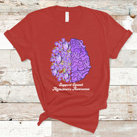 Alzheimer's Awareness T Shirt Support Squad Alzheimer's Warrior Dementia Forget-me-not Purple Ribbon - Wonder Print Shop