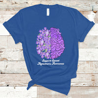 Alzheimer's Awareness T Shirt Support Squad Alzheimer's Warrior Dementia Forget-me-not Purple Ribbon - Wonder Print Shop