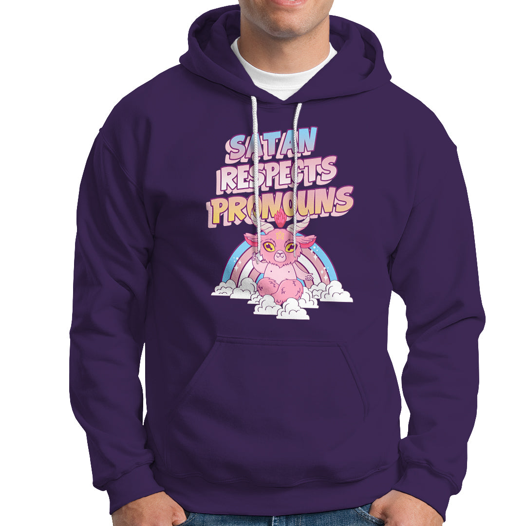 Protect Trans Kids Hoodie Satan Respects Pronouns Transgender Pride Trans Flag - Wonder Print Shop