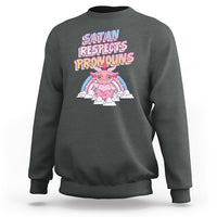 Protect Trans Kids Sweatshirt Satan Respects Pronouns Transgender Pride Trans Flag - Wonder Print Shop