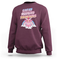Protect Trans Kids Sweatshirt Satan Respects Pronouns Transgender Pride Trans Flag - Wonder Print Shop