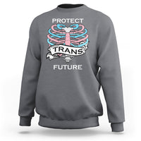 Protect Trans Kids Sweatshirt LGBT Support Protect Trans Future LGBT Pride Flag Skeleton - Wonder Print Shop