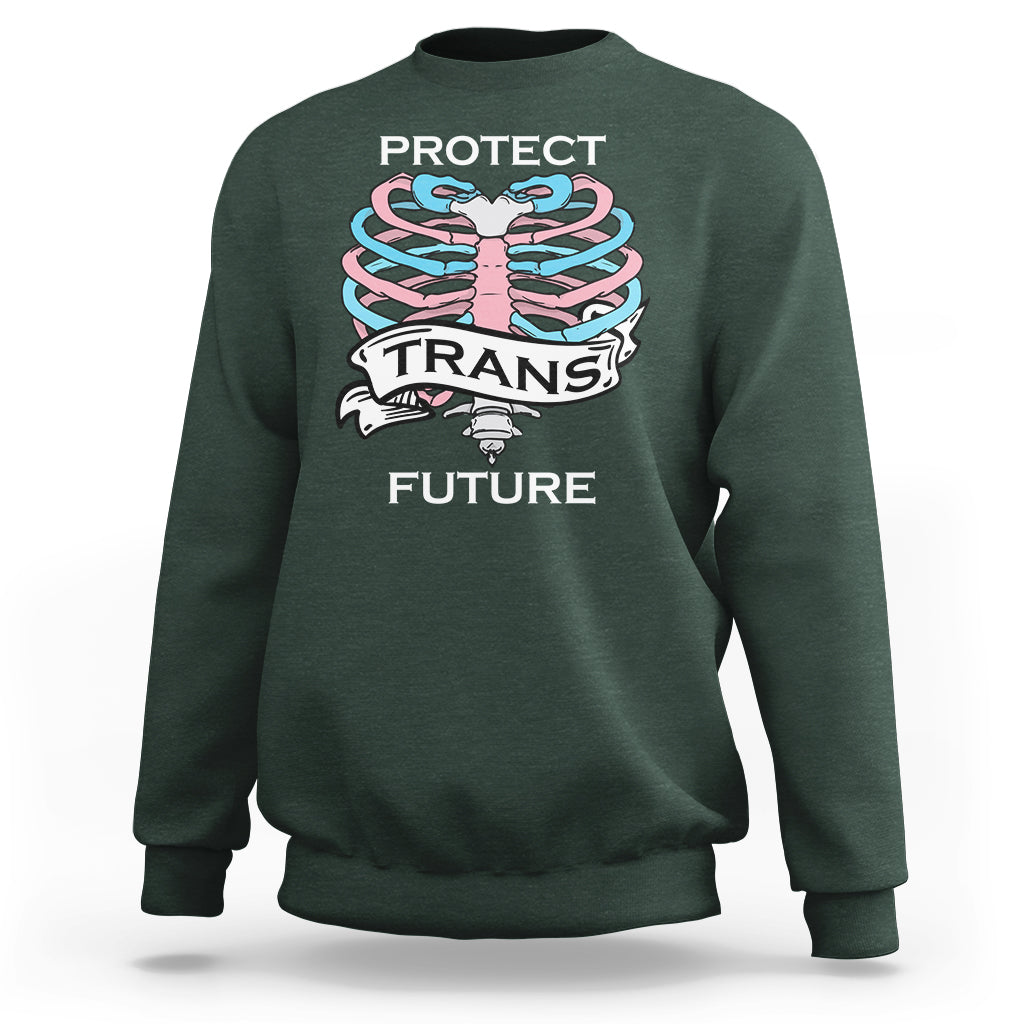 Protect Trans Kids Sweatshirt LGBT Support Protect Trans Future LGBT Pride Flag Skeleton - Wonder Print Shop