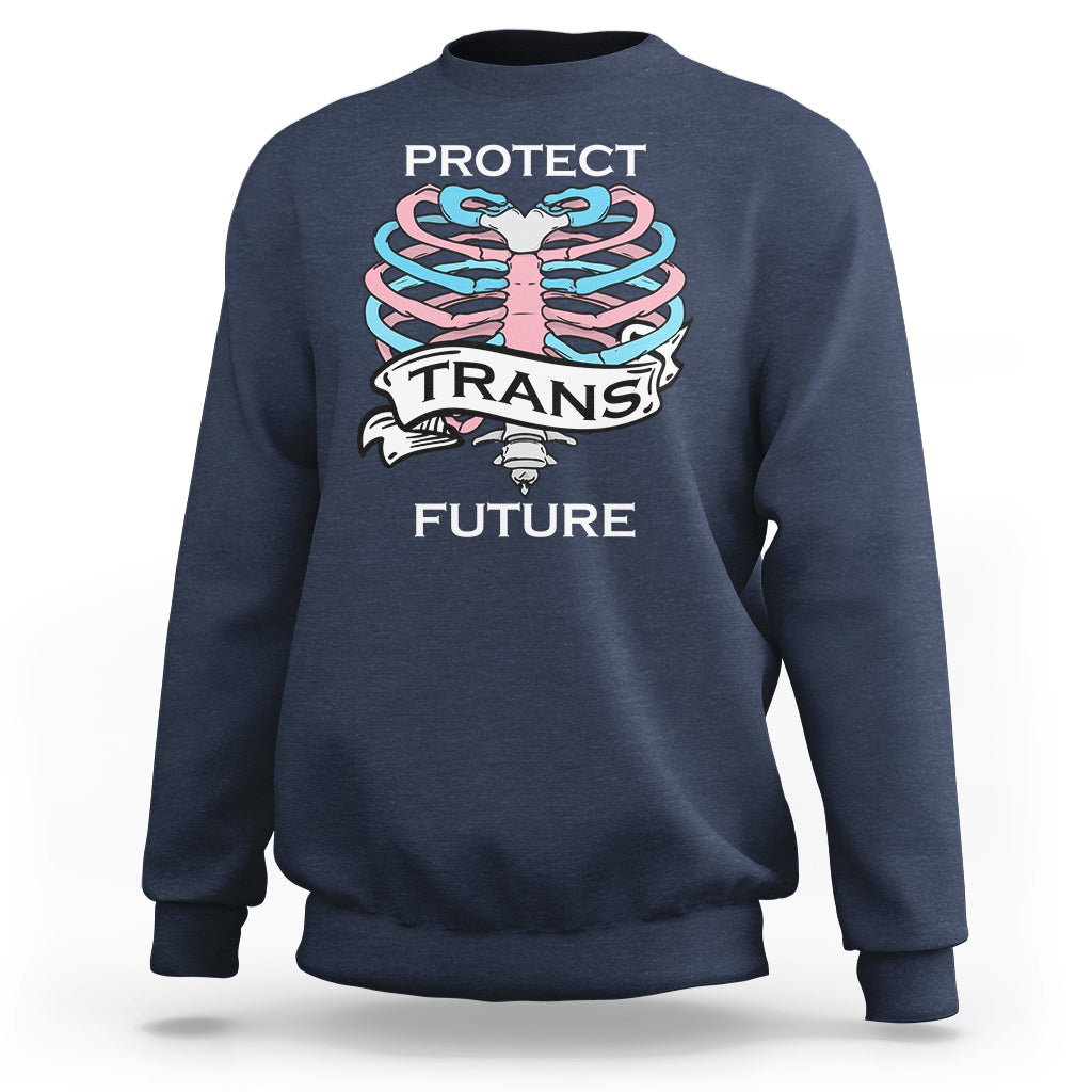 Protect Trans Kids Sweatshirt LGBT Support Protect Trans Future LGBT Pride Flag Skeleton - Wonder Print Shop