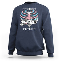 Protect Trans Kids Sweatshirt LGBT Support Protect Trans Future LGBT Pride Flag Skeleton - Wonder Print Shop