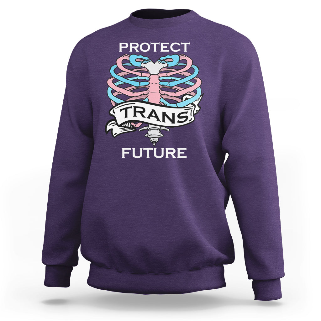 Protect Trans Kids Sweatshirt LGBT Support Protect Trans Future LGBT Pride Flag Skeleton - Wonder Print Shop