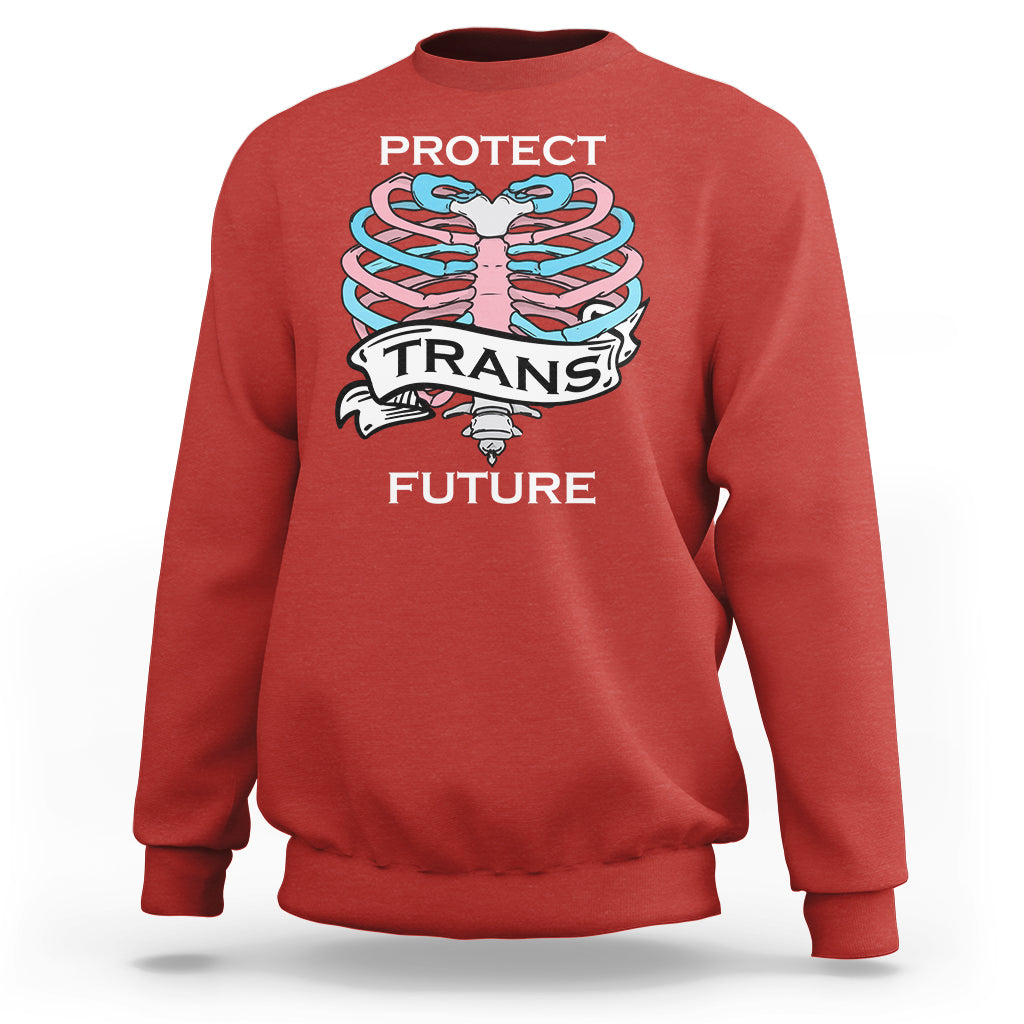 Protect Trans Kids Sweatshirt LGBT Support Protect Trans Future LGBT Pride Flag Skeleton - Wonder Print Shop