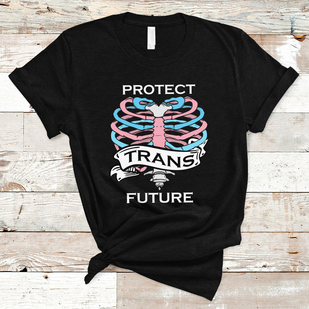 Protect Trans Kids T Shirt LGBT Support Protect Trans Future LGBT Pride Flag Skeleton - Wonder Print Shop