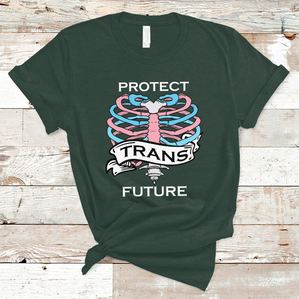 Protect Trans Kids T Shirt LGBT Support Protect Trans Future LGBT Pride Flag Skeleton - Wonder Print Shop