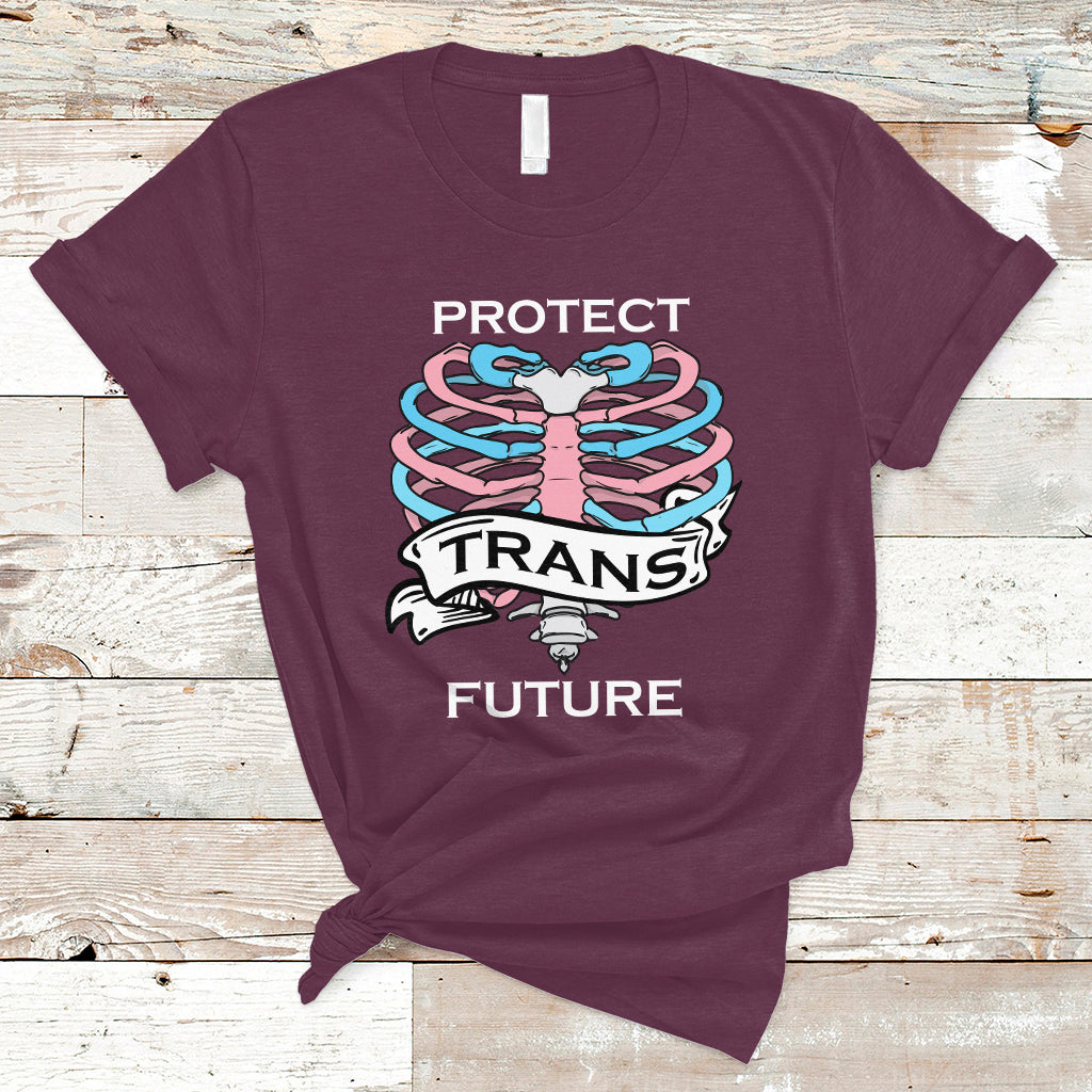 Protect Trans Kids T Shirt LGBT Support Protect Trans Future LGBT Pride Flag Skeleton - Wonder Print Shop