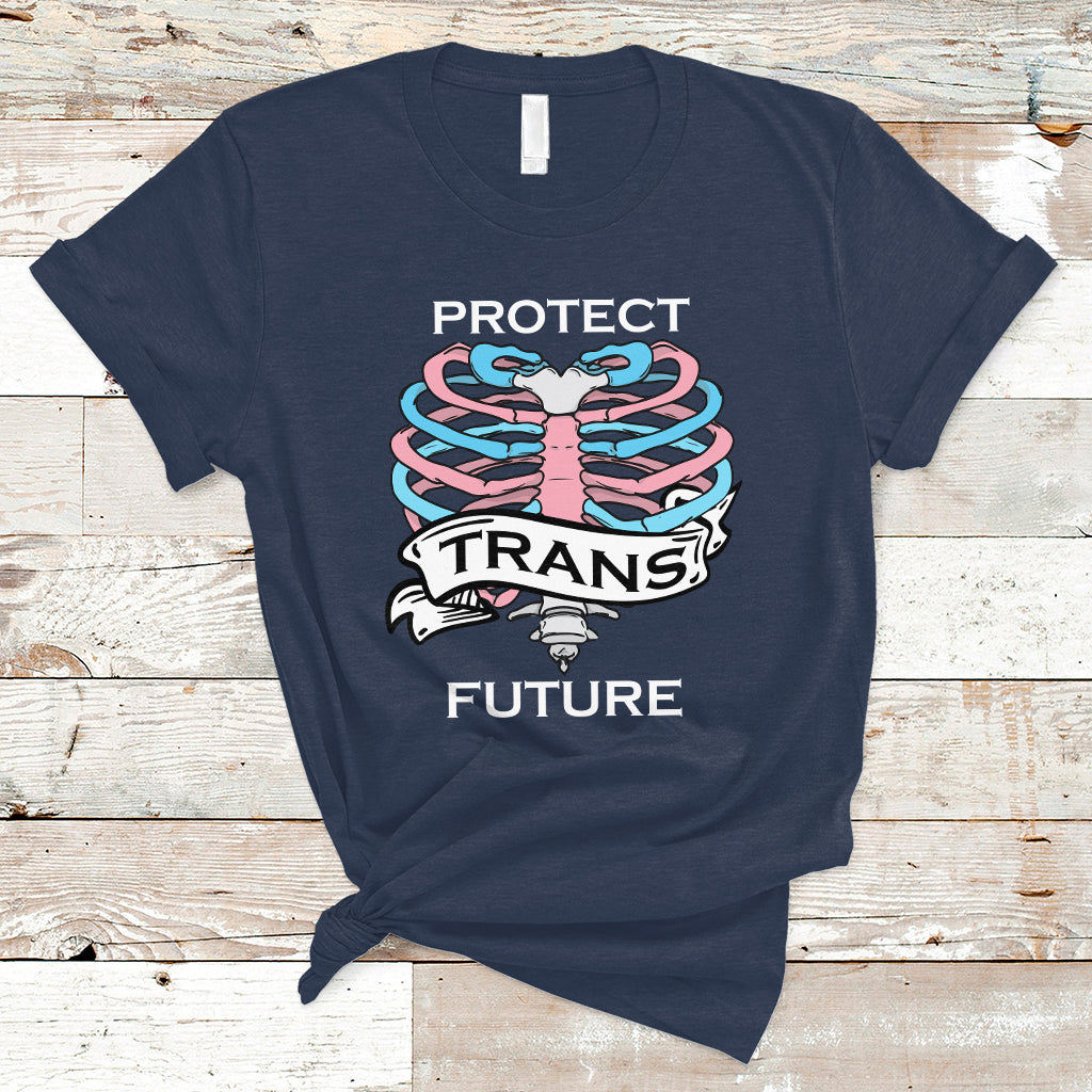 Protect Trans Kids T Shirt LGBT Support Protect Trans Future LGBT Pride Flag Skeleton - Wonder Print Shop