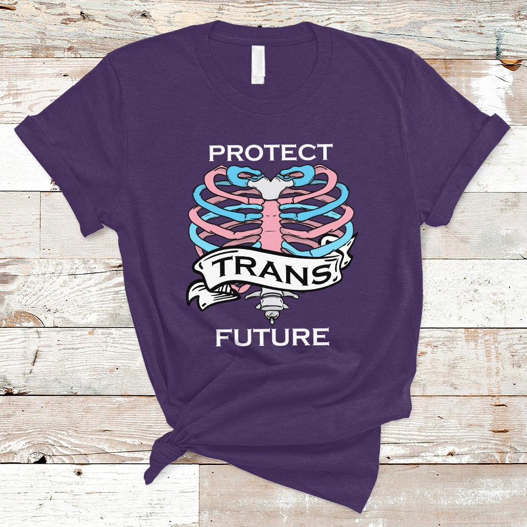 Protect Trans Kids T Shirt LGBT Support Protect Trans Future LGBT Pride Flag Skeleton - Wonder Print Shop