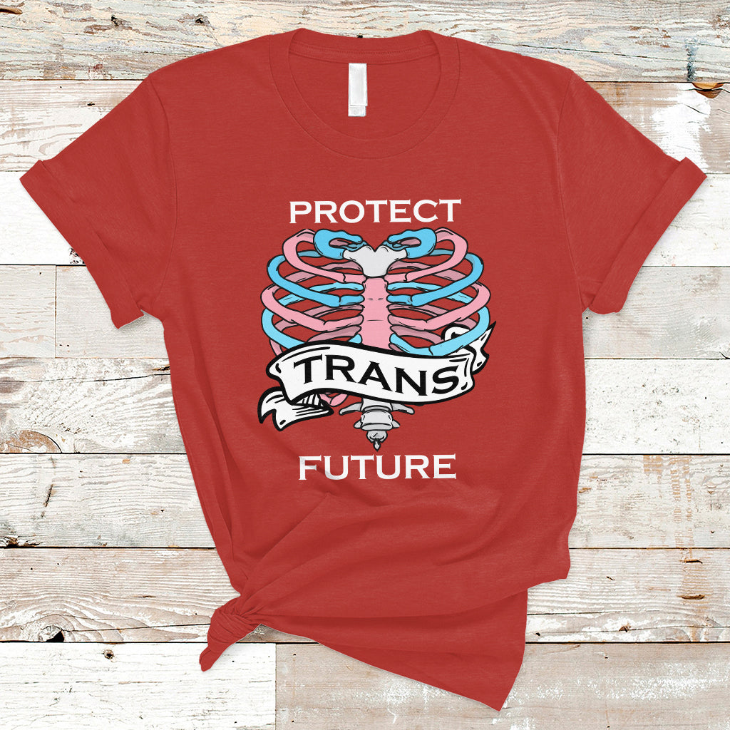 Protect Trans Kids T Shirt LGBT Support Protect Trans Future LGBT Pride Flag Skeleton - Wonder Print Shop