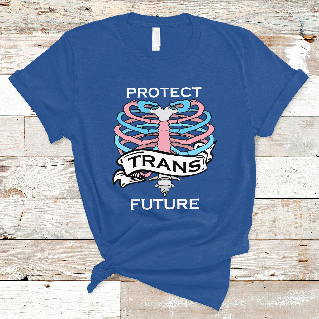 Protect Trans Kids T Shirt LGBT Support Protect Trans Future LGBT Pride Flag Skeleton - Wonder Print Shop