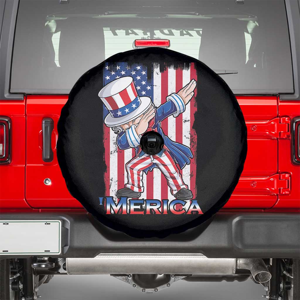 Uncle Sam Dabbing Spare Tire Cover 4th of July American Flag