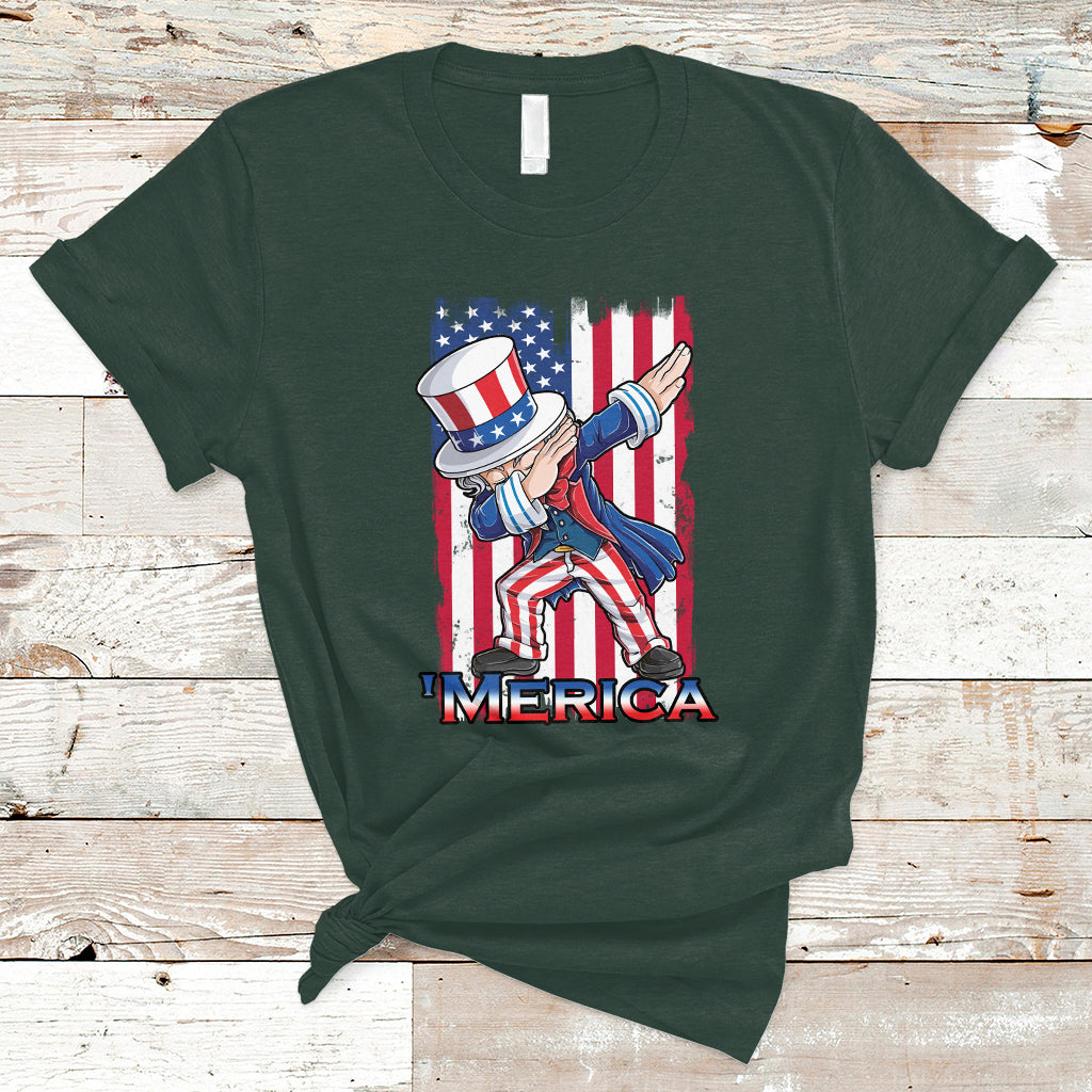 Uncle Sam T Shirt 4th of July Dabbing Uncle Sam American Flag Men Women Kid - Wonder Print Shop