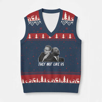 Malcolm X and MLK V-Neck Knit Sweater Vest They Not Like Us - Wonder Print Shop