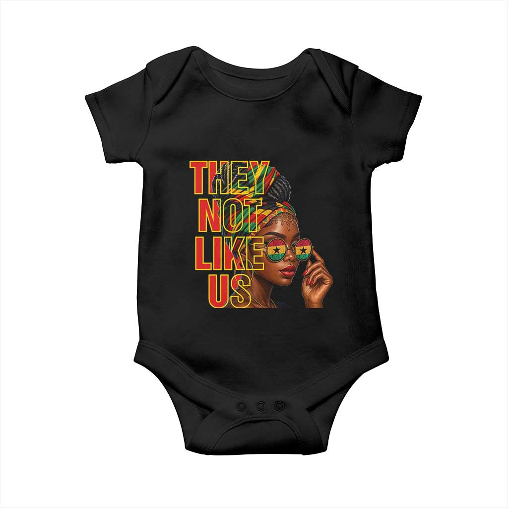 They Not Like Us Afro Queen Baby Onesie Melanin Magic Woman witth Headwrap and Sunglasses - Wonder Print Shop