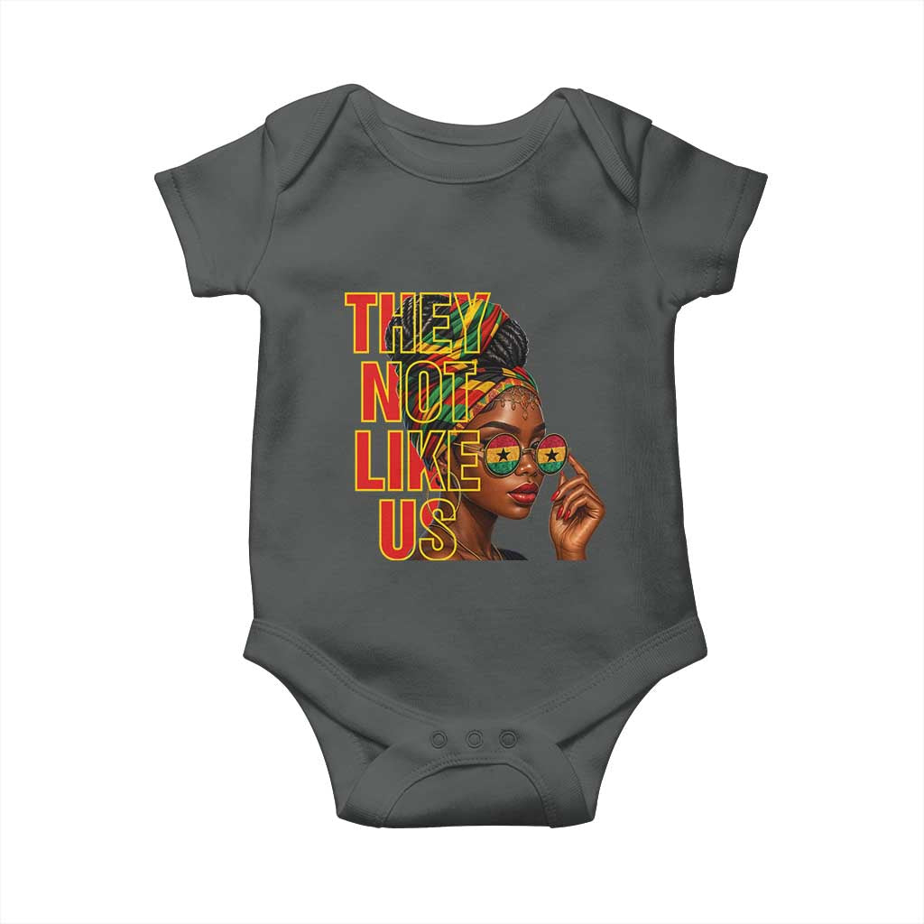They Not Like Us Afro Queen Baby Onesie Melanin Magic Woman witth Headwrap and Sunglasses - Wonder Print Shop