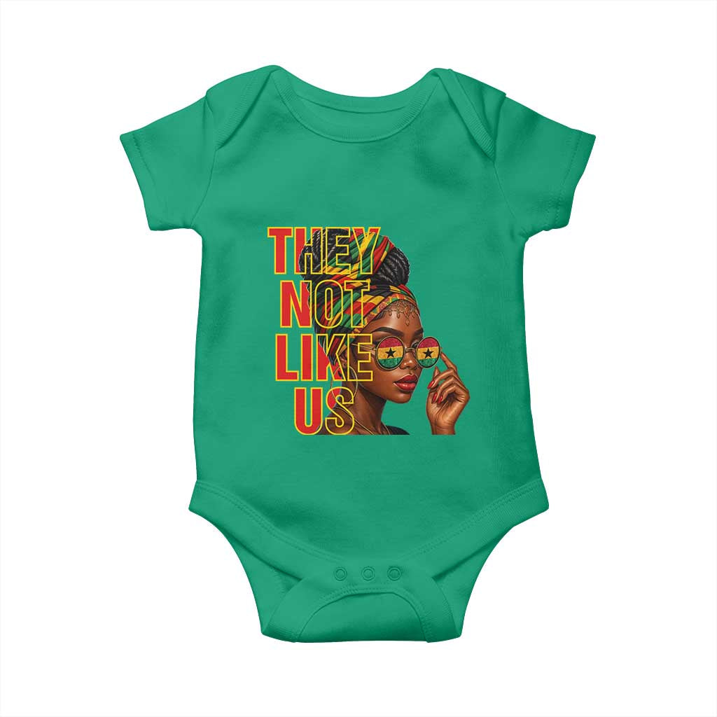 They Not Like Us Afro Queen Baby Onesie Melanin Magic Woman witth Headwrap and Sunglasses - Wonder Print Shop