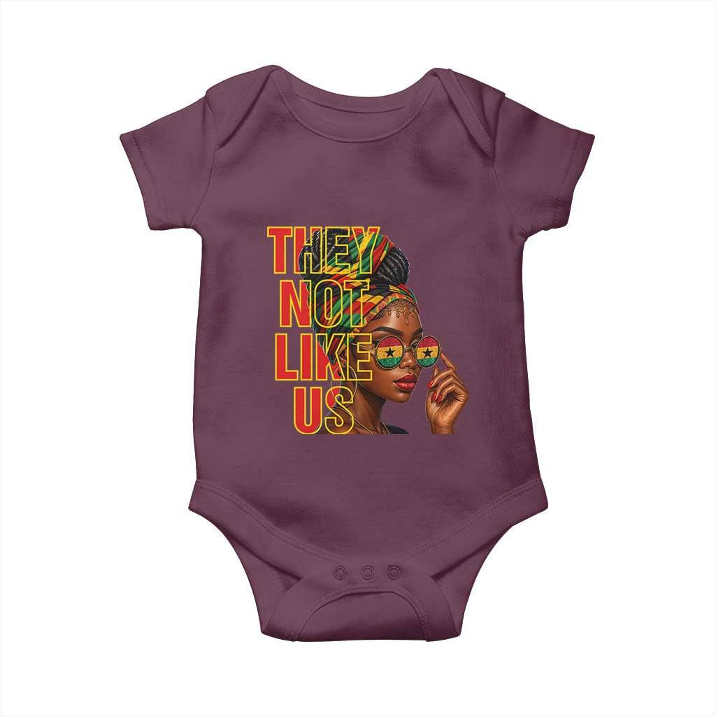 They Not Like Us Afro Queen Baby Onesie Melanin Magic Woman witth Headwrap and Sunglasses - Wonder Print Shop