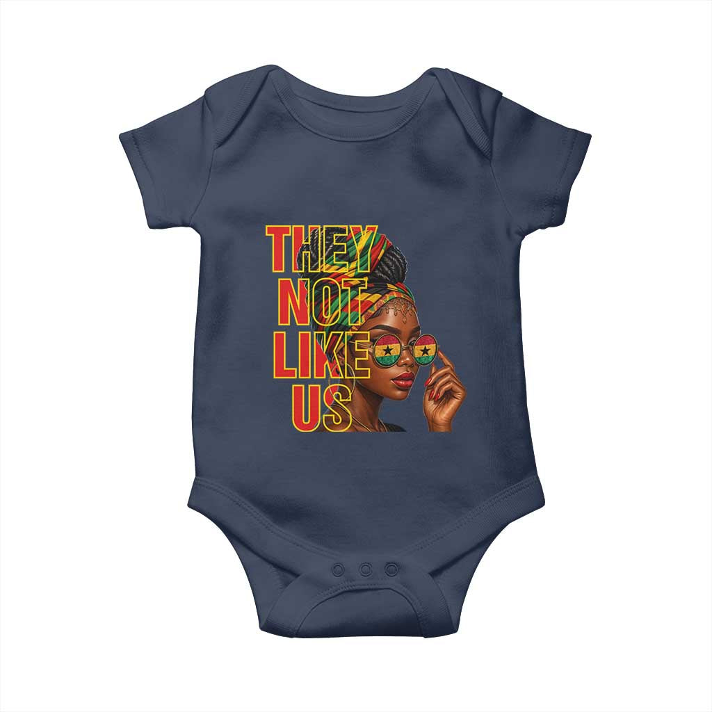 They Not Like Us Afro Queen Baby Onesie Melanin Magic Woman witth Headwrap and Sunglasses - Wonder Print Shop