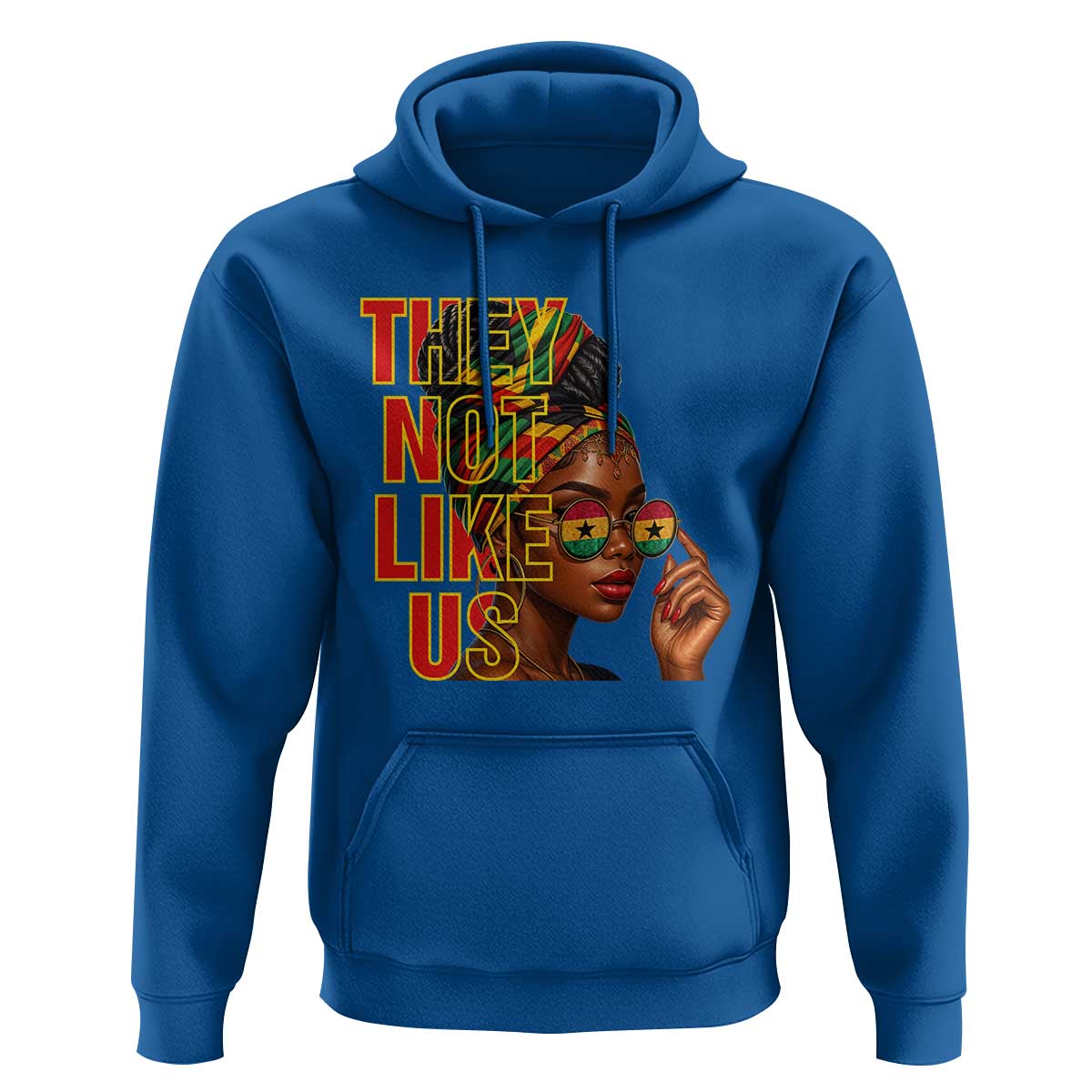 They Not Like Us Afro Queen Hoodie Melanin Magic Woman witth Headwrap and Sunglasses - Wonder Print Shop