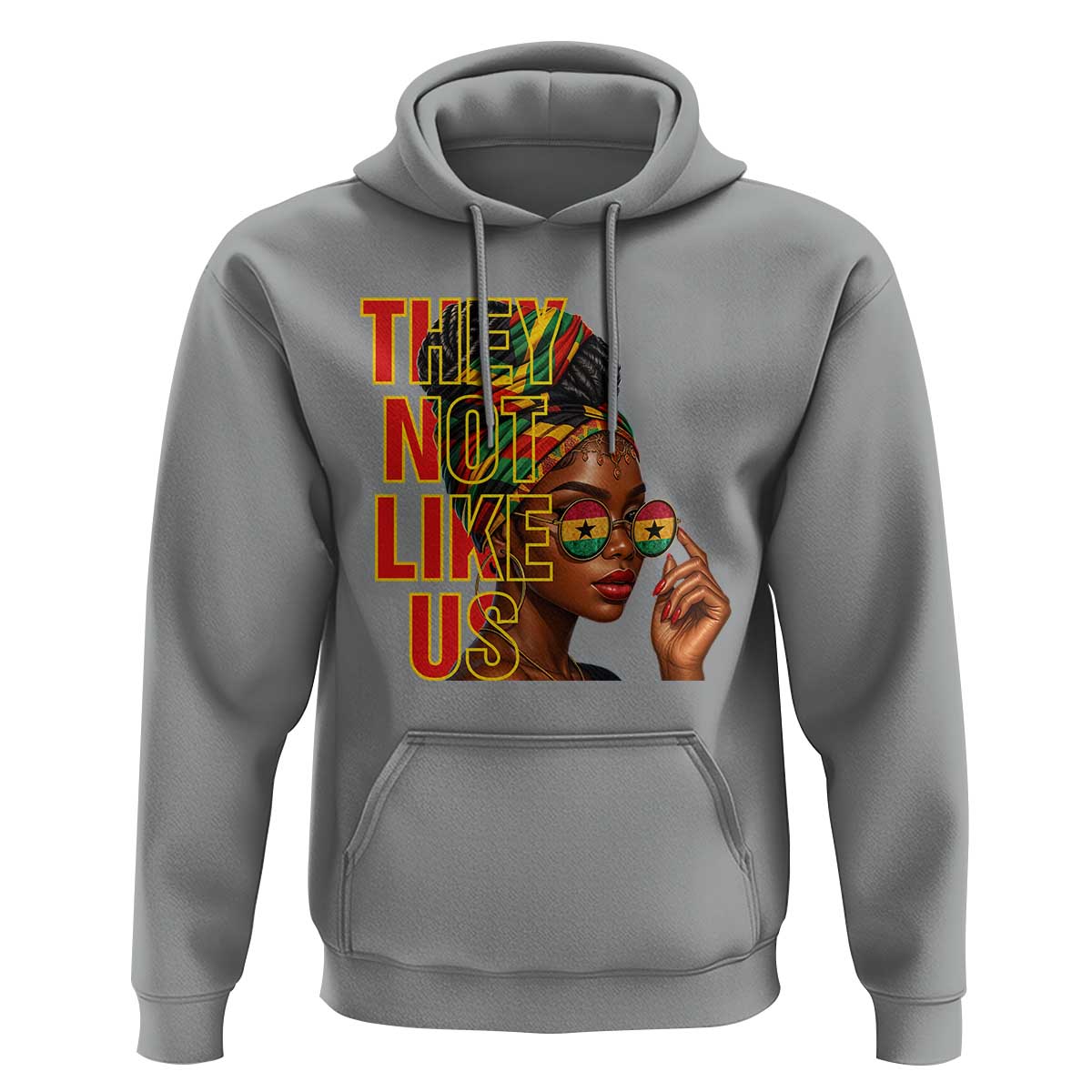 They Not Like Us Afro Queen Hoodie Melanin Magic Woman witth Headwrap and Sunglasses - Wonder Print Shop