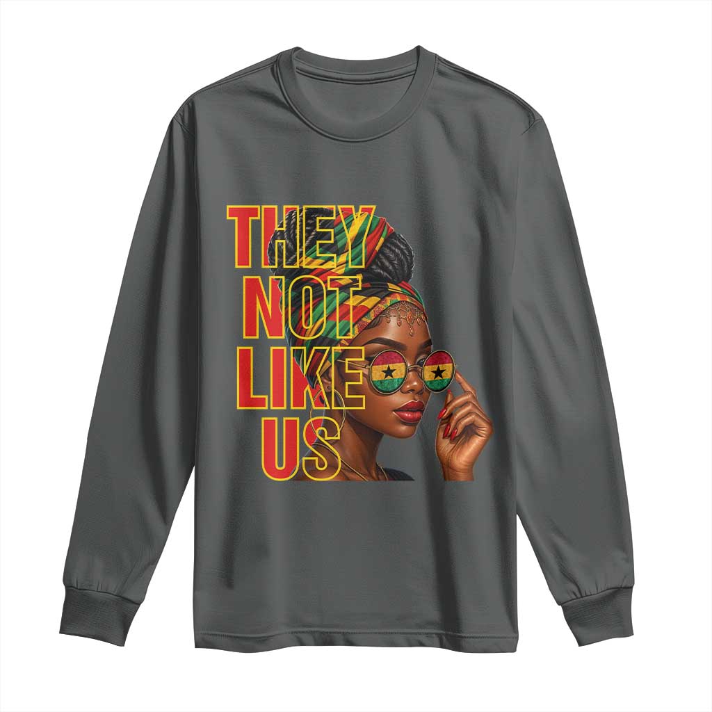 They Not Like Us Afro Queen Long Sleeve Shirt Melanin Magic Woman witth Headwrap and Sunglasses - Wonder Print Shop