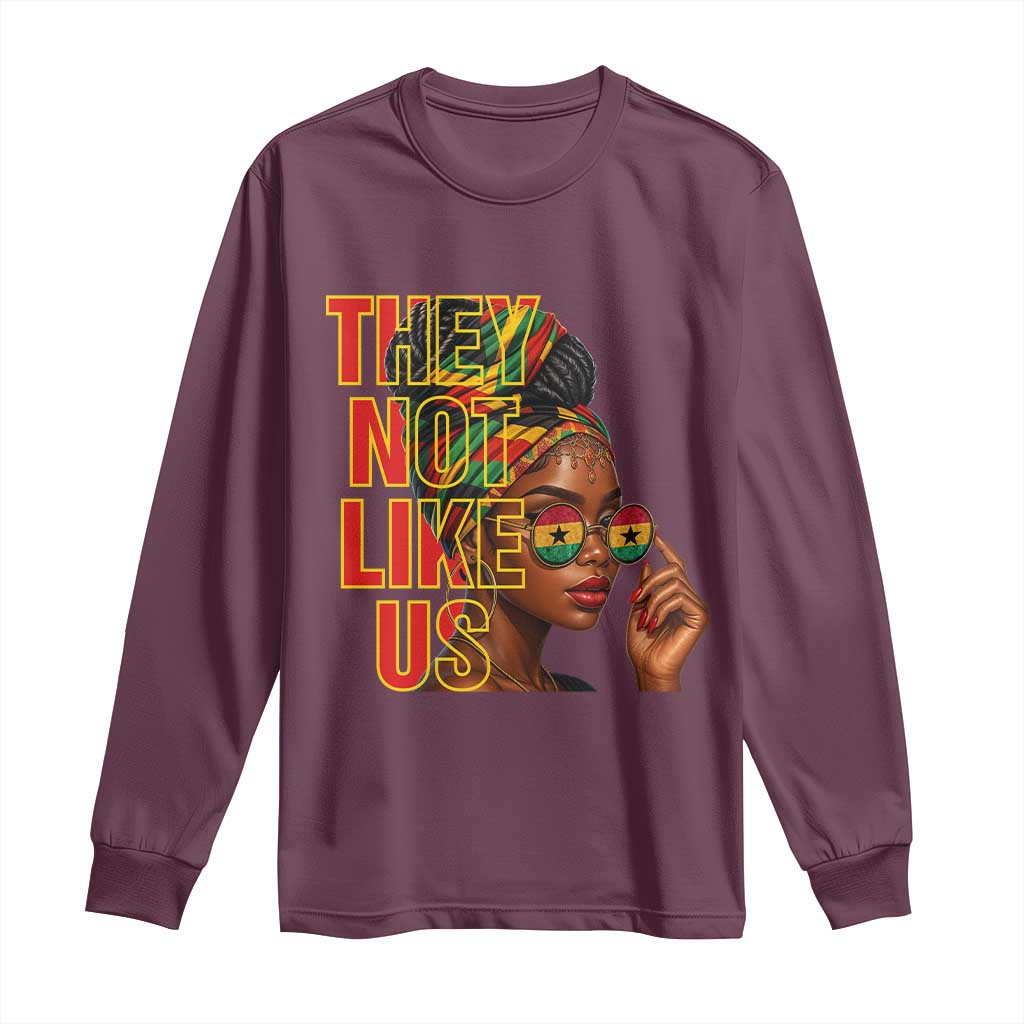 They Not Like Us Afro Queen Long Sleeve Shirt Melanin Magic Woman witth Headwrap and Sunglasses - Wonder Print Shop