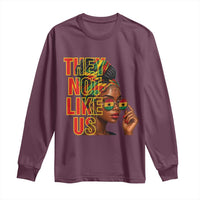 They Not Like Us Afro Queen Long Sleeve Shirt Melanin Magic Woman witth Headwrap and Sunglasses - Wonder Print Shop