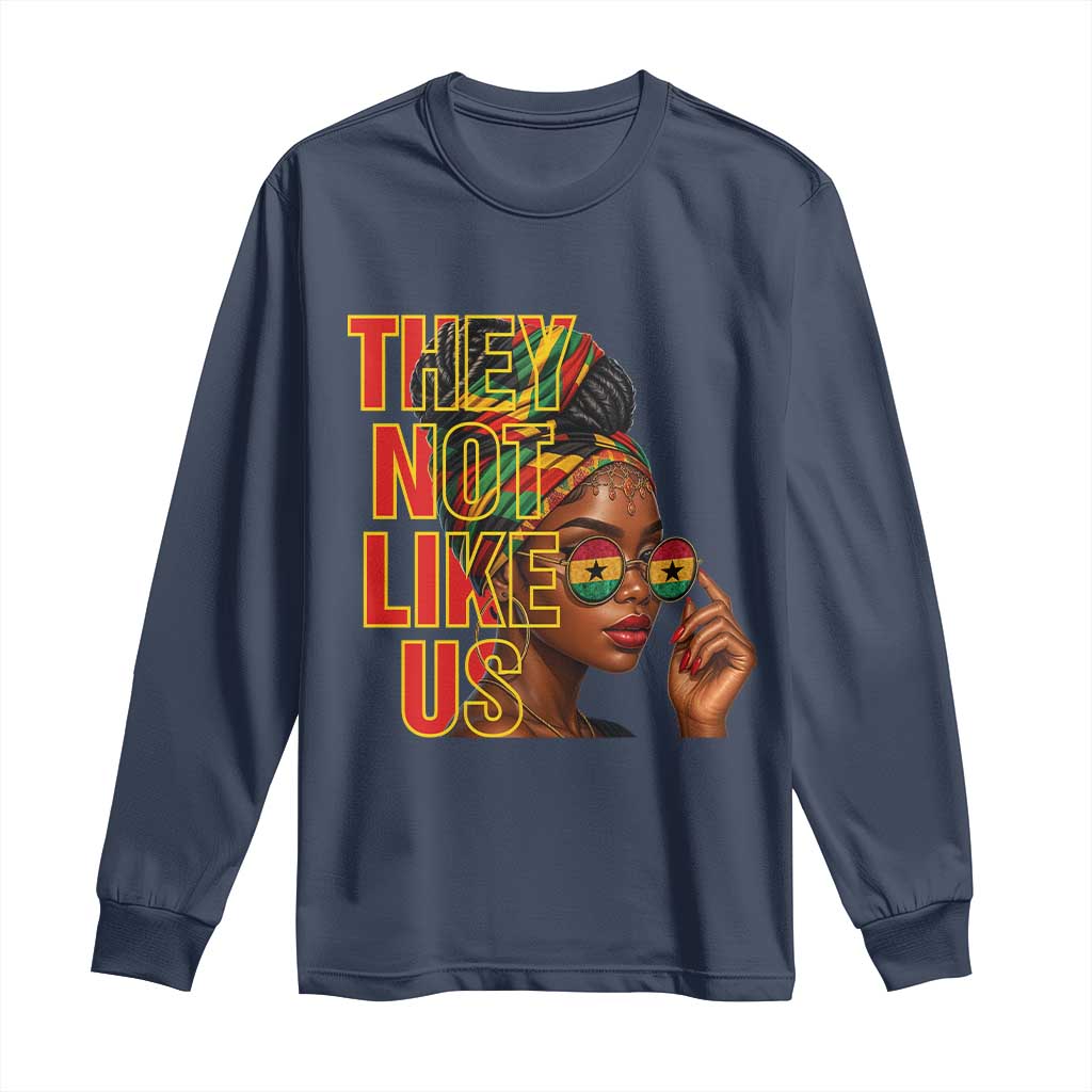 They Not Like Us Afro Queen Long Sleeve Shirt Melanin Magic Woman witth Headwrap and Sunglasses - Wonder Print Shop