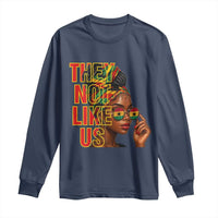 They Not Like Us Afro Queen Long Sleeve Shirt Melanin Magic Woman witth Headwrap and Sunglasses - Wonder Print Shop